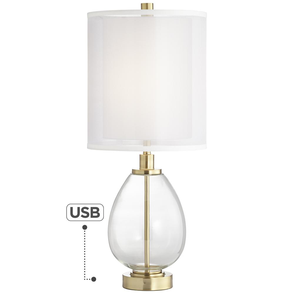 Table lamp Simple glass with usb port. Picture 1