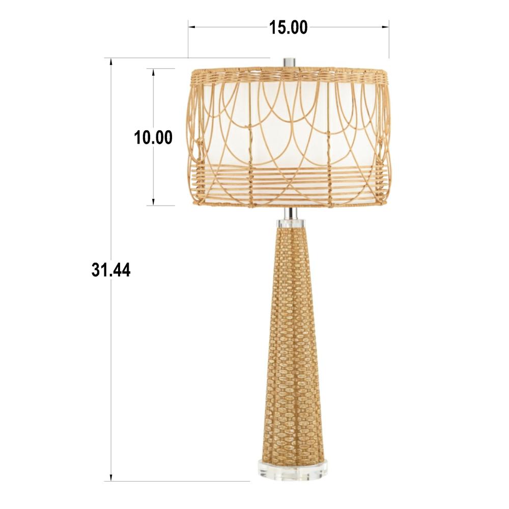 Table lamp Poly weave body with rattan shade. Picture 1