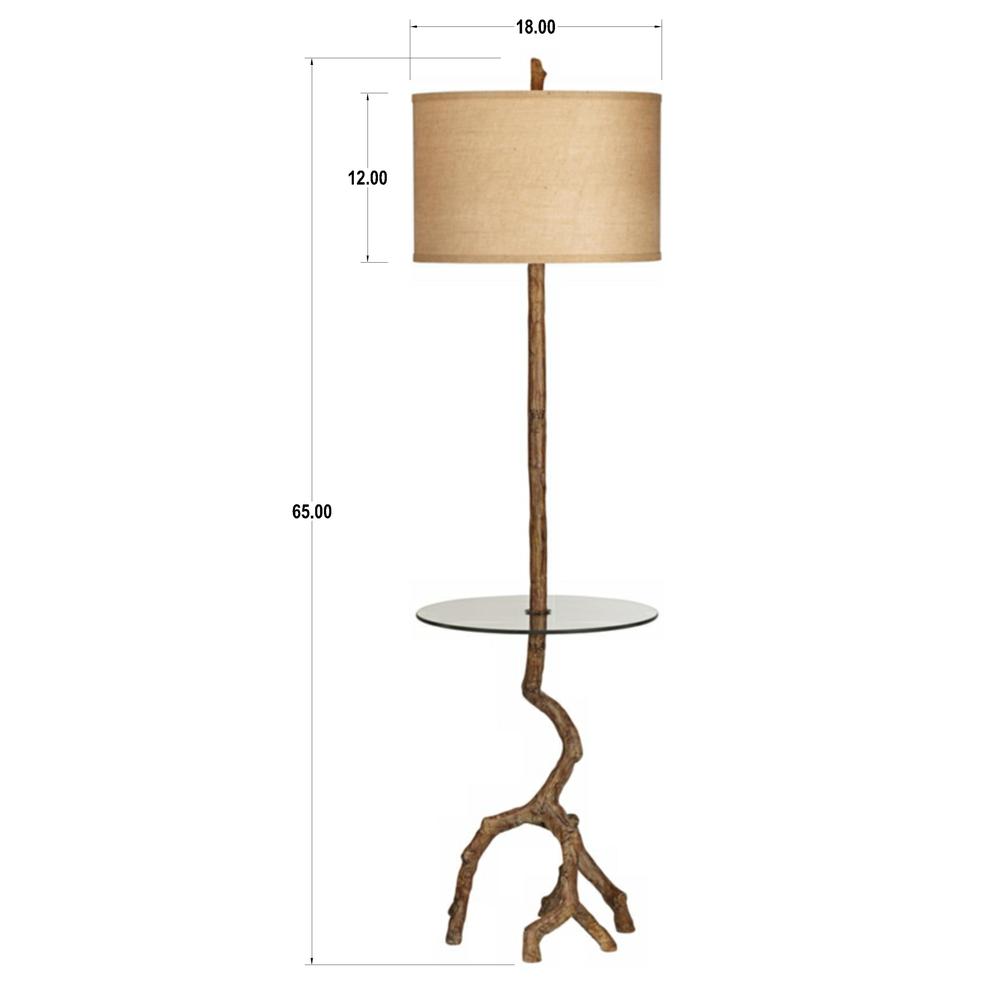 Floor lamp Poly faux beach wood with glass tray. Picture 1