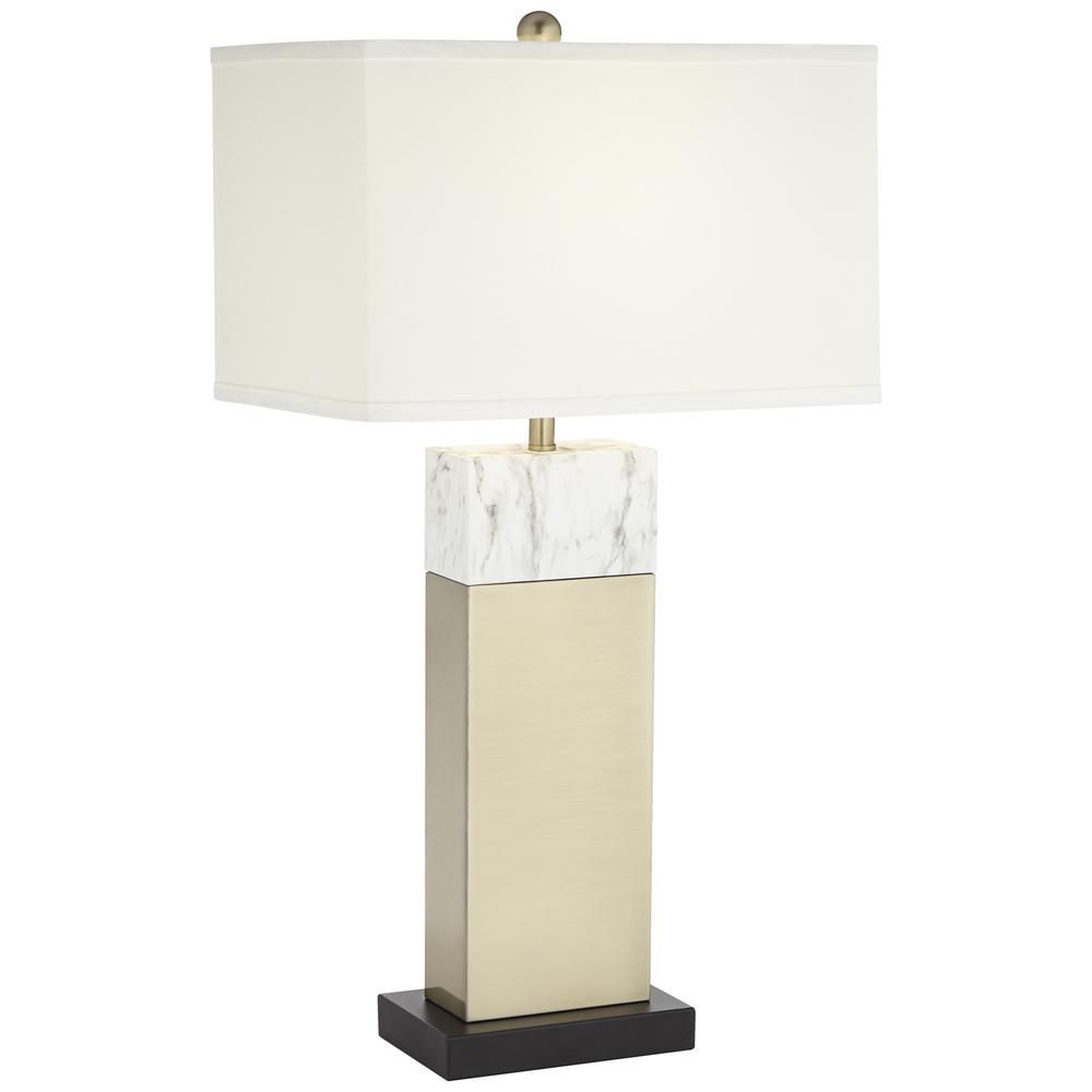 Table lamp Faux Marble and Gold Finish. Picture 1