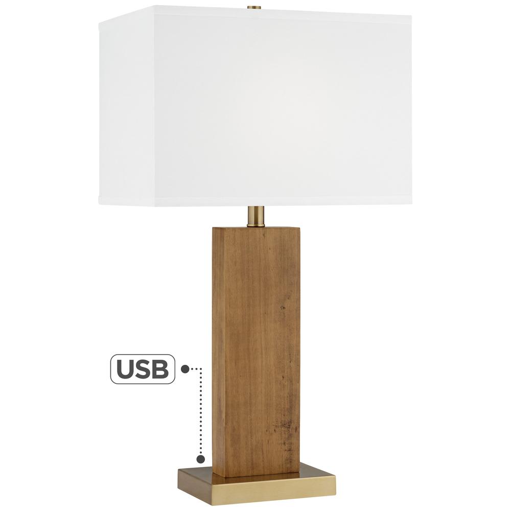 Table lamp Rectangle flat solid wood. Picture 2