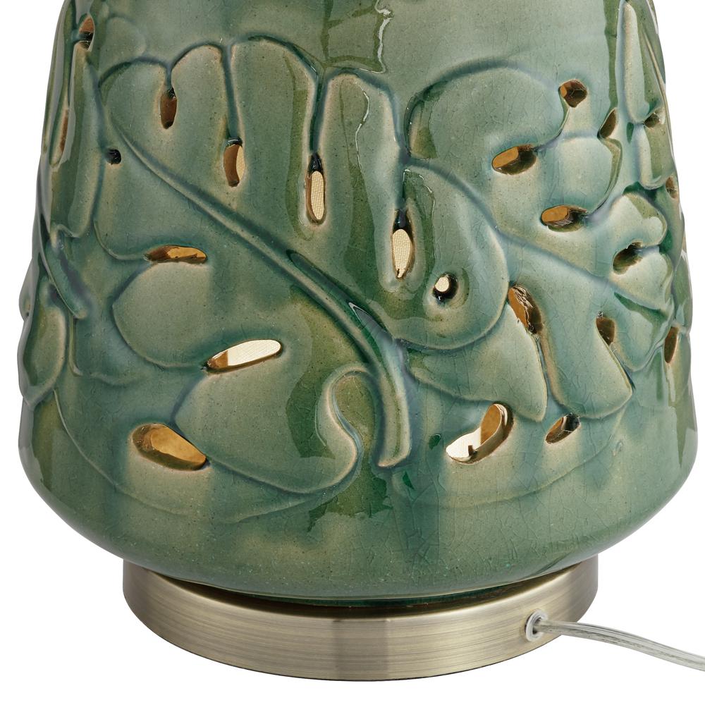Table lamp Green glaze ceramic with nitelite. Picture 5