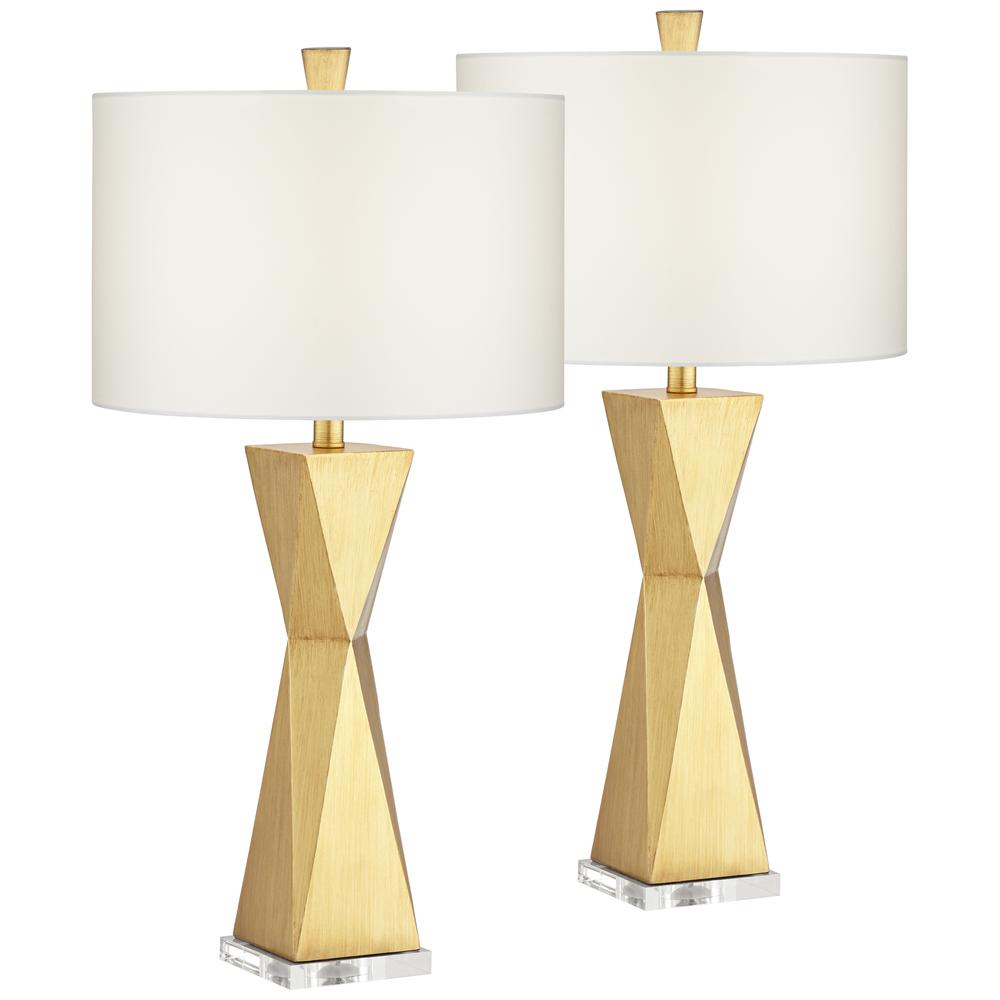 Table lamp Quadrangle brushed gold  set of 2. Picture 1