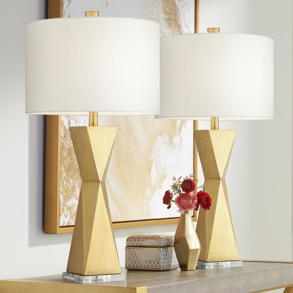 Table lamp Quadrangle brushed gold  set of 2. Picture 2
