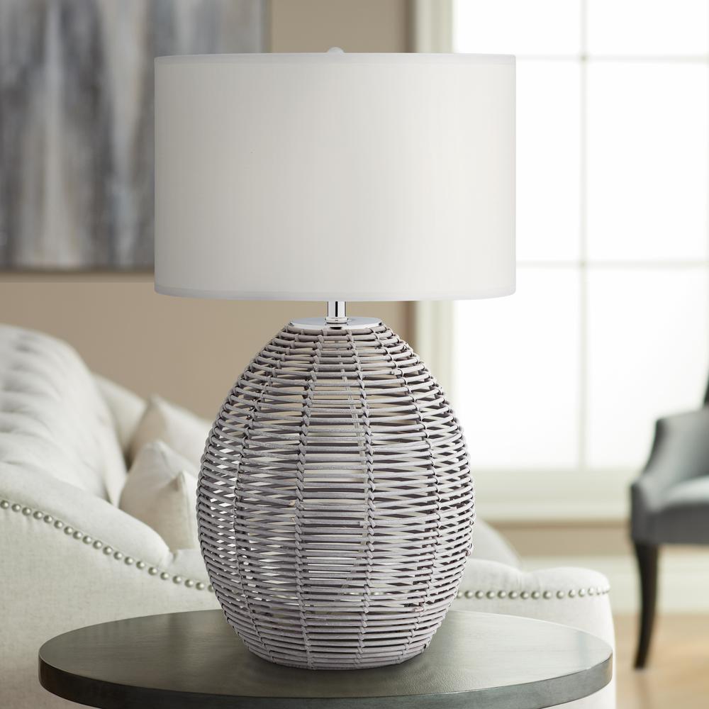 Table lamp Oval grey basket. Picture 1