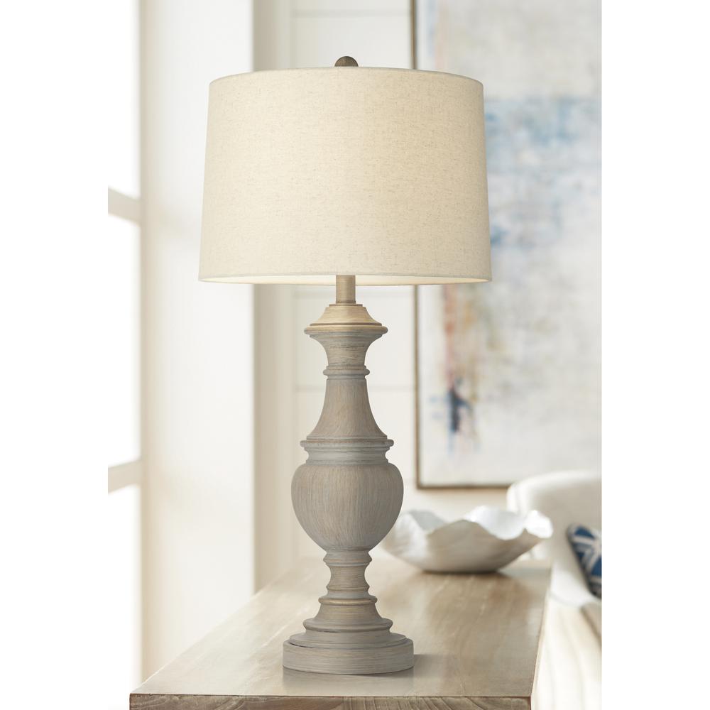 Table lamp 30" Resin Warm Grey Wash Turning. Picture 2