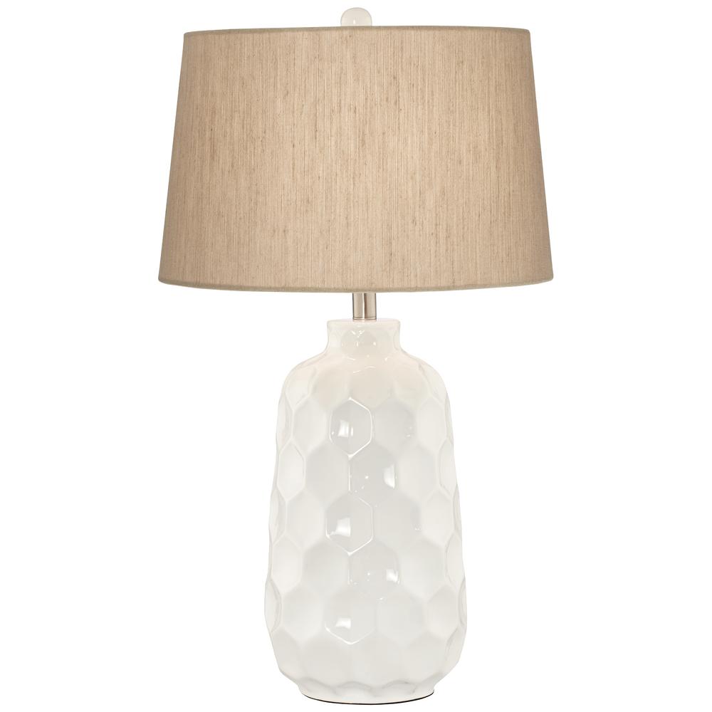 Table lamp Ceramic white honeycomb. Picture 1
