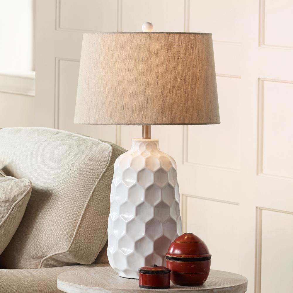 Table lamp Ceramic white honeycomb. Picture 2