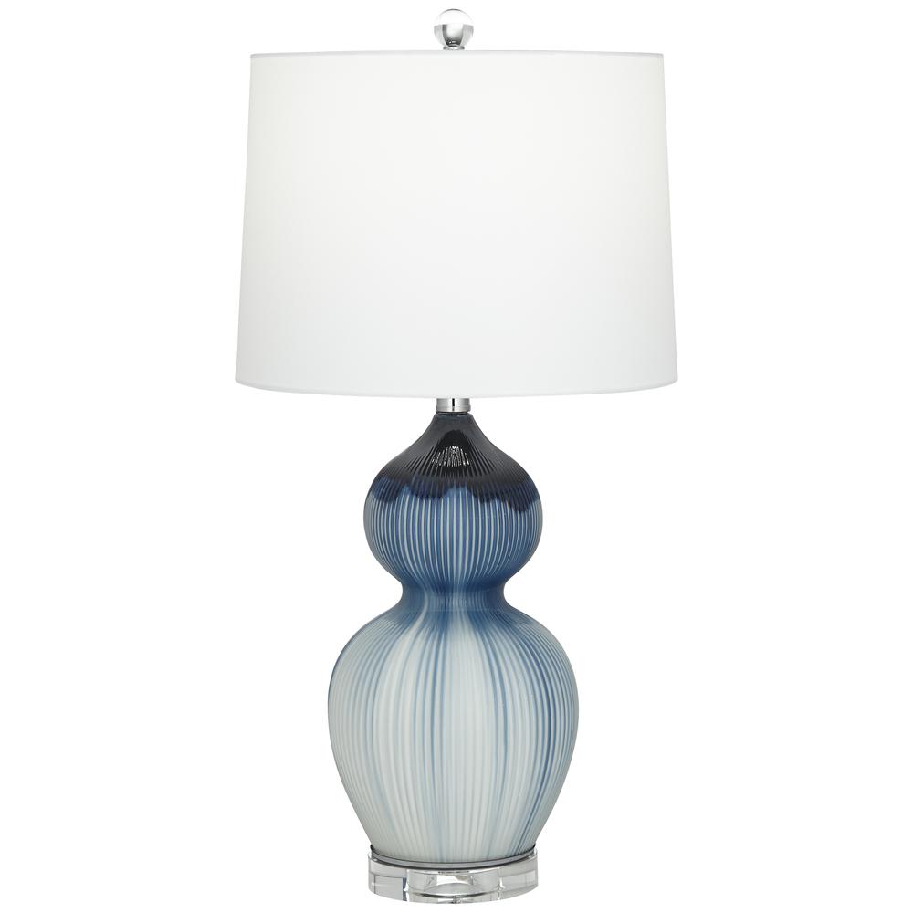 Table lamp Glass blue and clear 26"ht. Picture 2