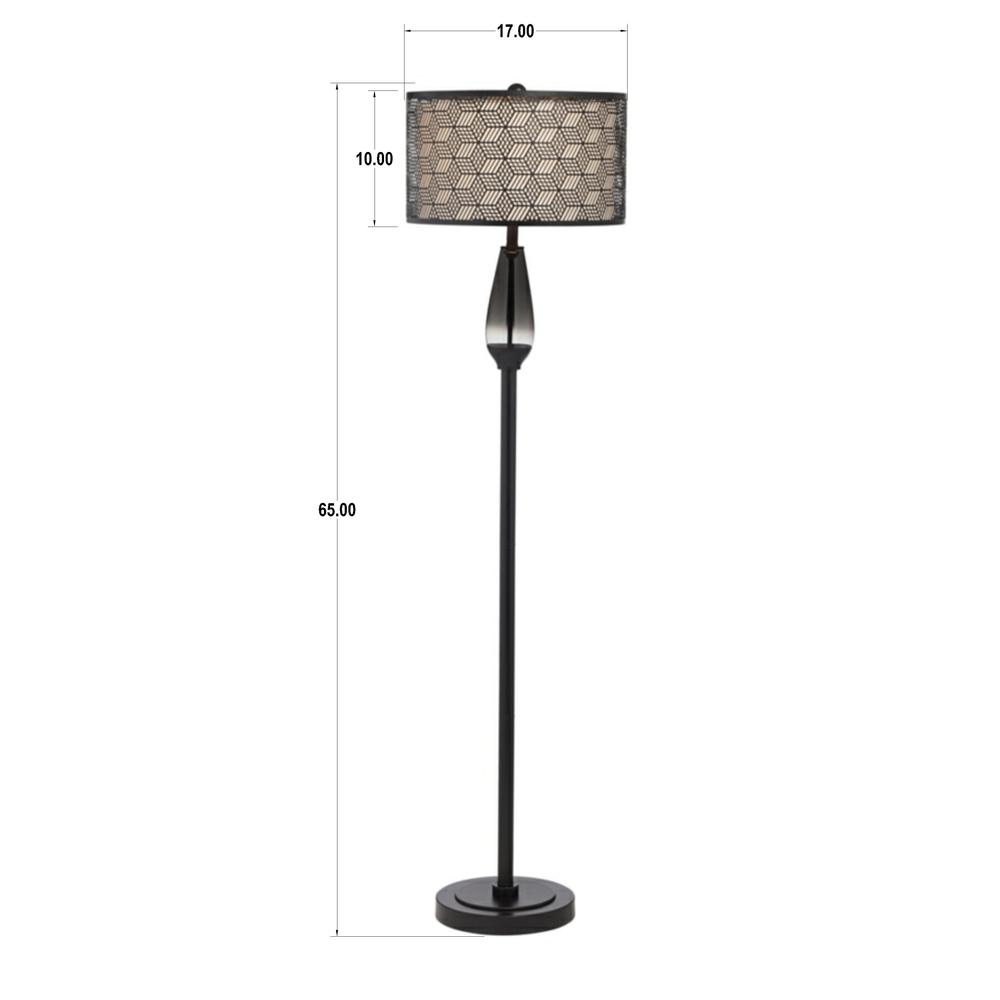 Floor lamp Smoke plated glass w/metal shade. Picture 1