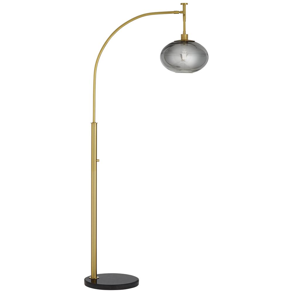 Floor lamp Arc warm gold with glass shade. Picture 2