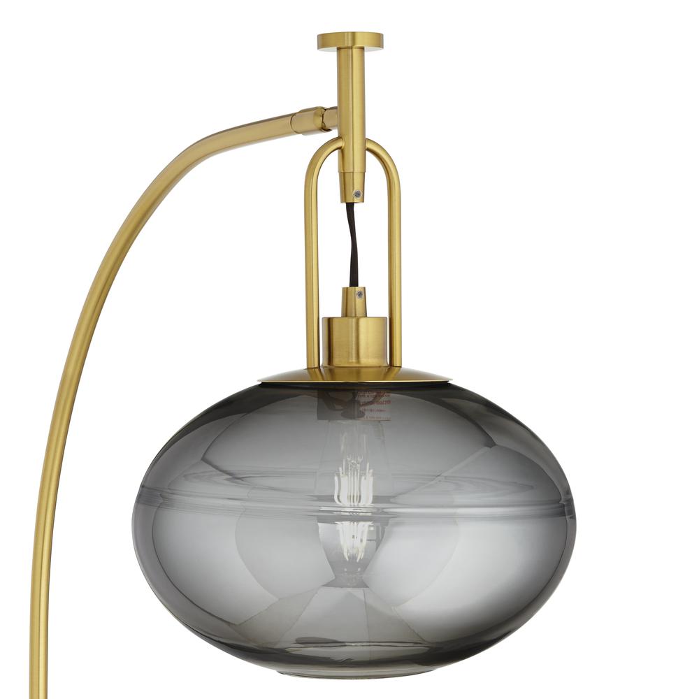 Floor lamp Arc warm gold with glass shade. Picture 4