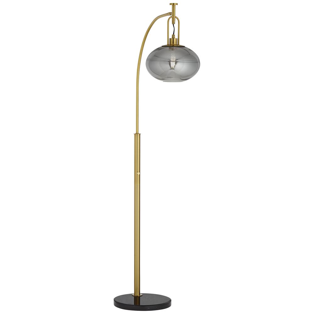 Floor lamp Arc warm gold with glass shade. Picture 8