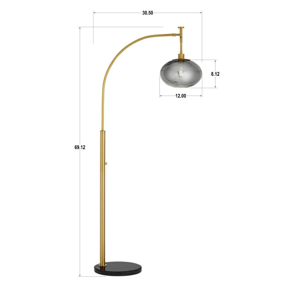 Floor lamp Arc warm gold with glass shade. Picture 9