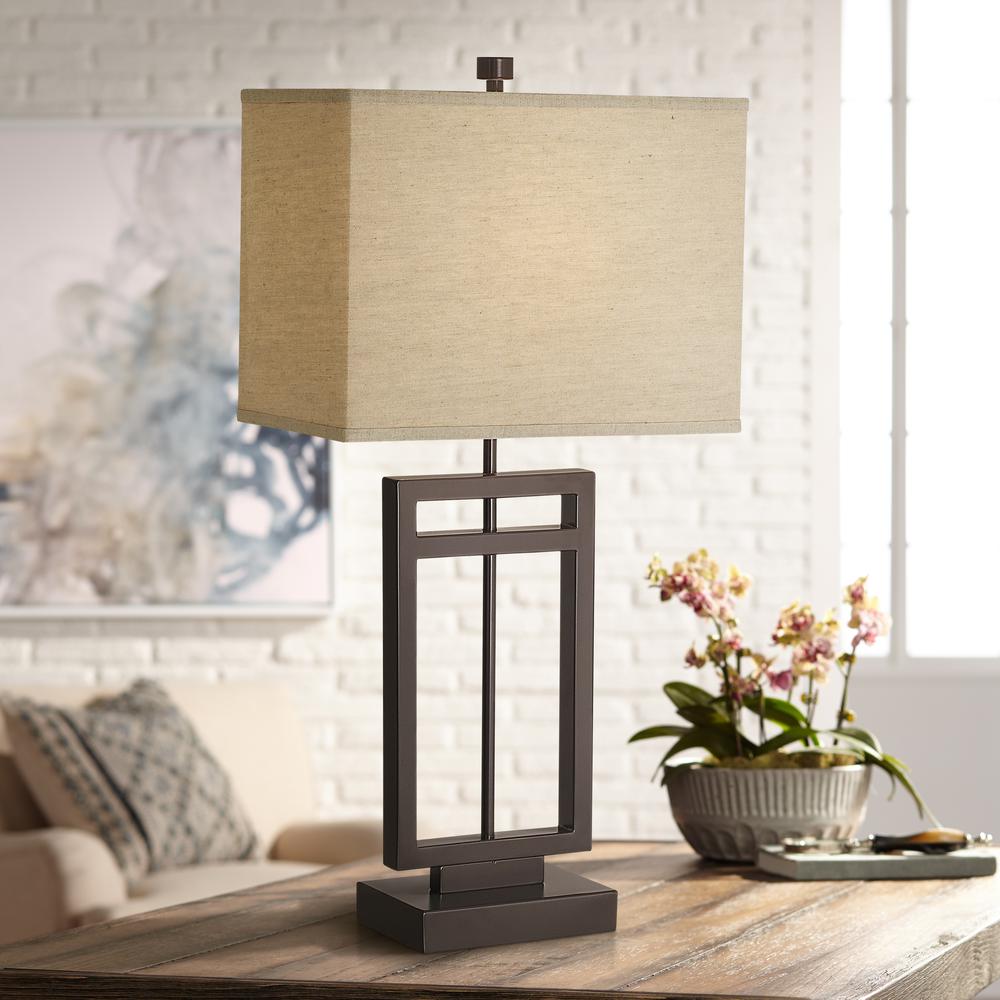 Table lamp Metal rectangle bars in bronze. Picture 1