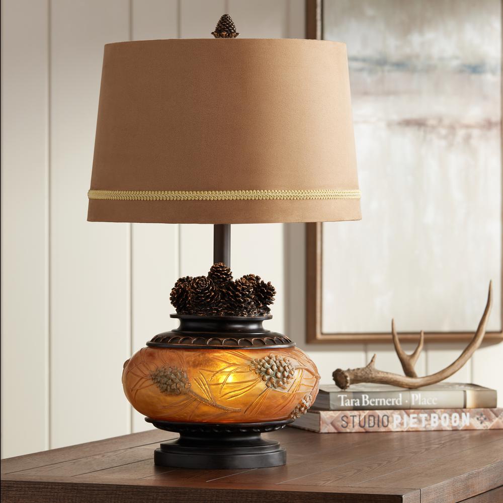 Table lamp Amber pinecone with nitelite. Picture 2