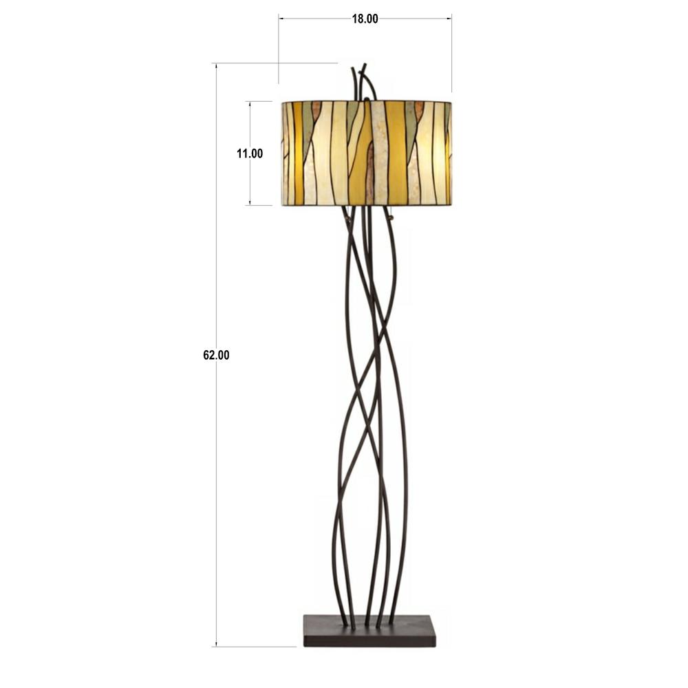 Floor lamp Metal oak vine with art glass shade. Picture 4