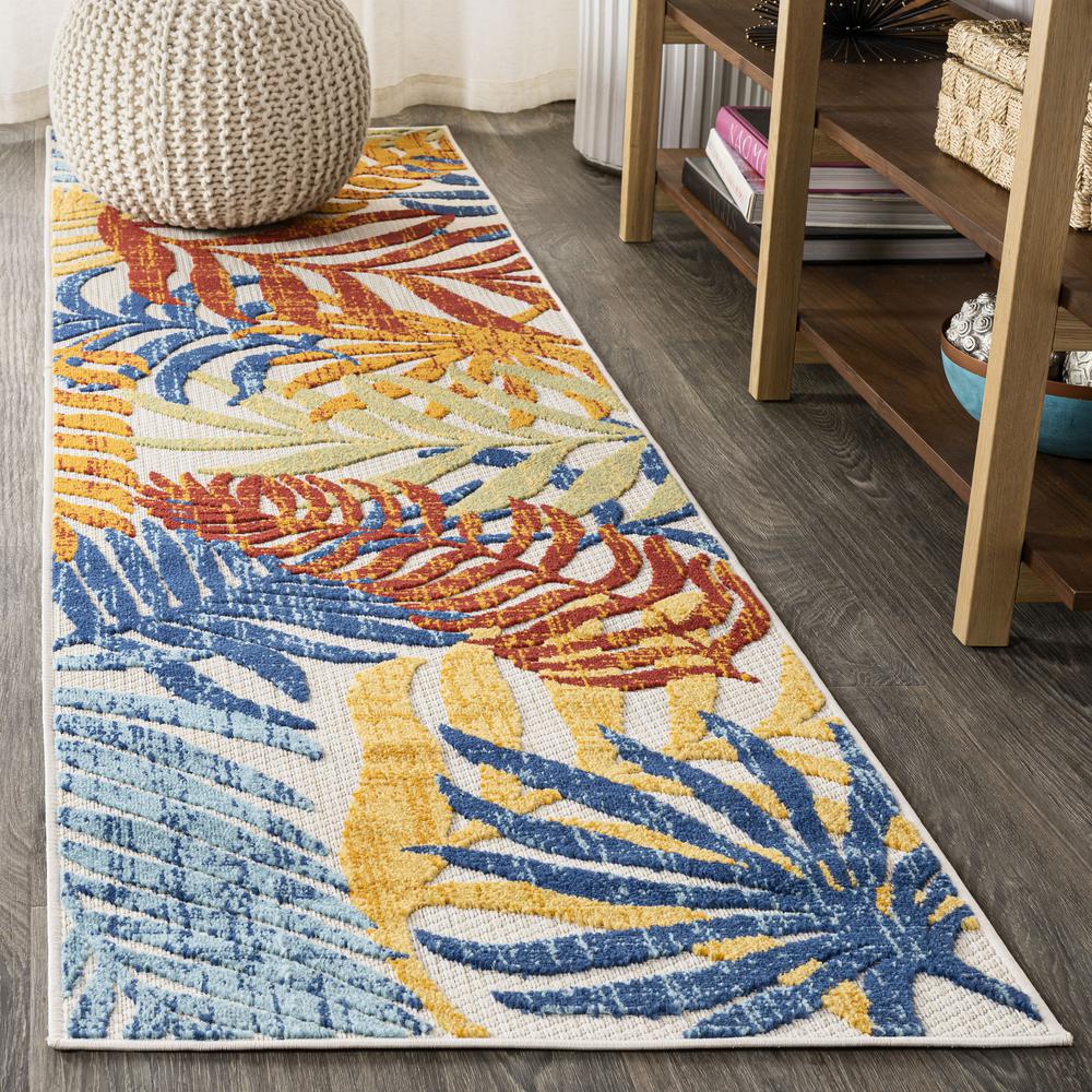 Tropics Palm Leaves Indoor/Outdoor Area Rug. Picture 11