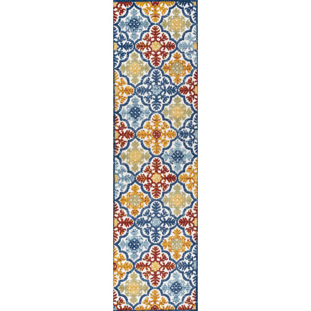 Cassis Ornate Ogee Trellis High-Low Indoor/Outdoor Area Rug. Picture 2