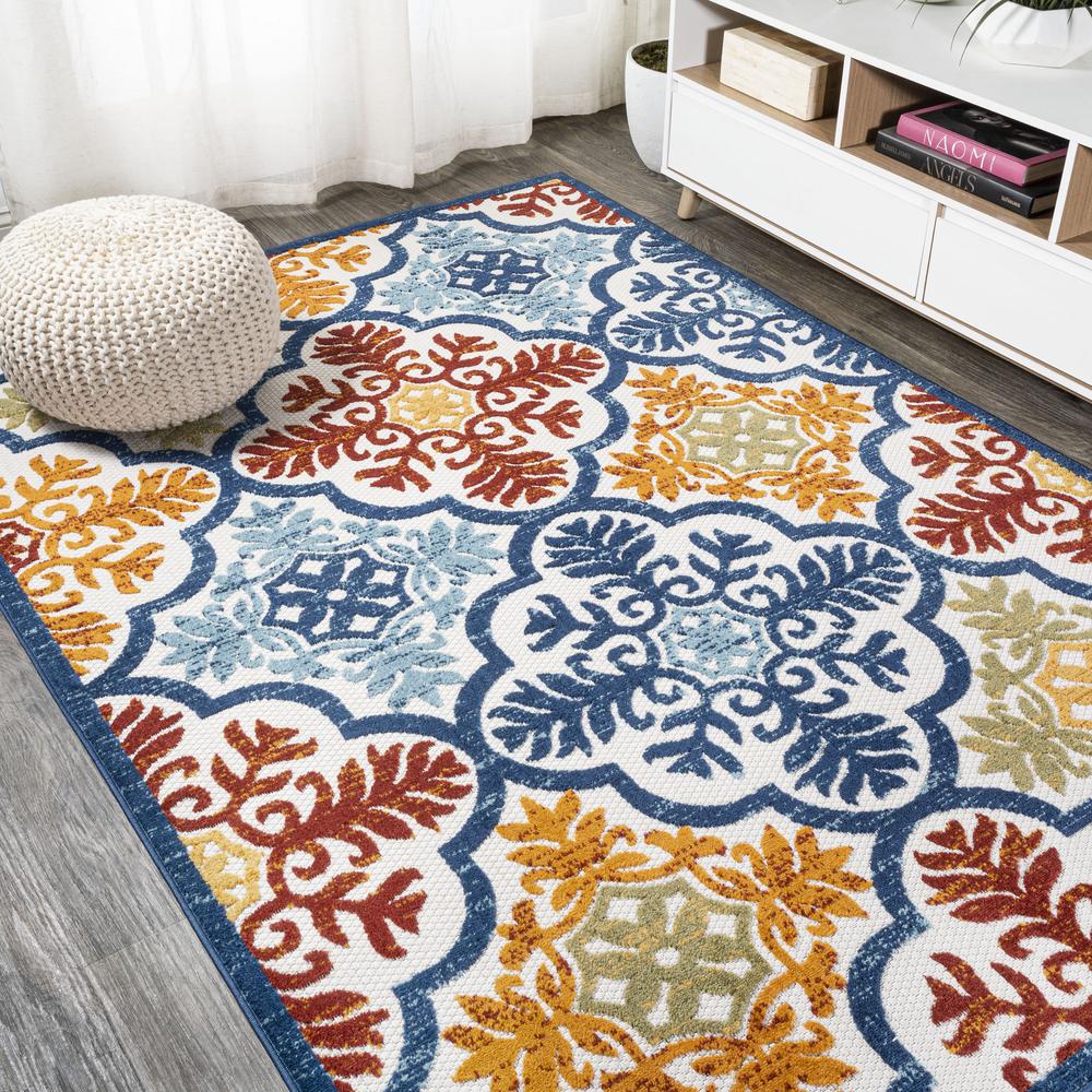 Cassis Ornate Ogee Trellis High-Low Indoor/Outdoor Area Rug. Picture 18