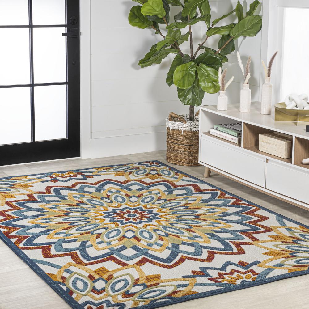 Flora Abstract Bold Mandala High-Low Indoor/Outdoor Area Rug. Picture 6