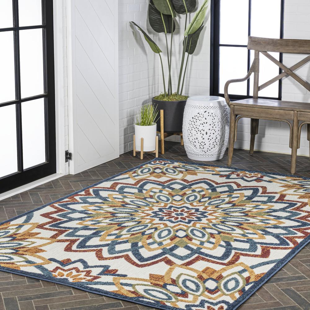 Flora Abstract Bold Mandala High-Low Indoor/Outdoor Area Rug. Picture 10