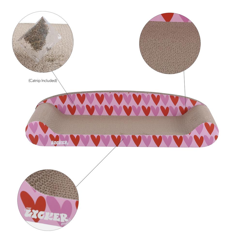 Montego Coastal Patterned Cardboard Lounge Bed Cat Scratcher With Catnip. Picture 4