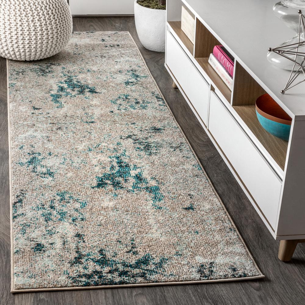 Contemporary Pop Modern Abstract Vintage Faded Area Rug. Picture 9