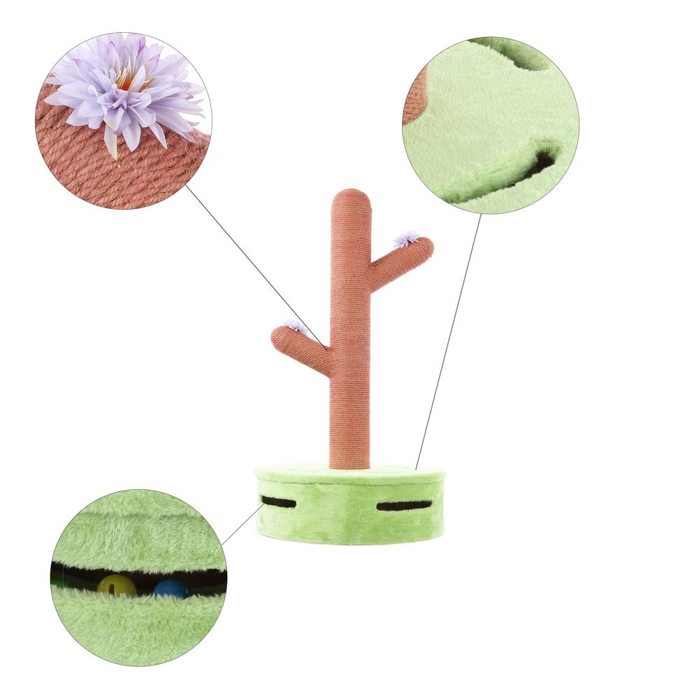 Socorro Modern Jute Double-Cactus Cat Scratching Post With Flower Toys. Picture 5