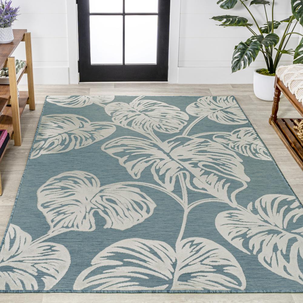Tobago High-Low Two Tone Monstera Leaf Area Rug. Picture 13