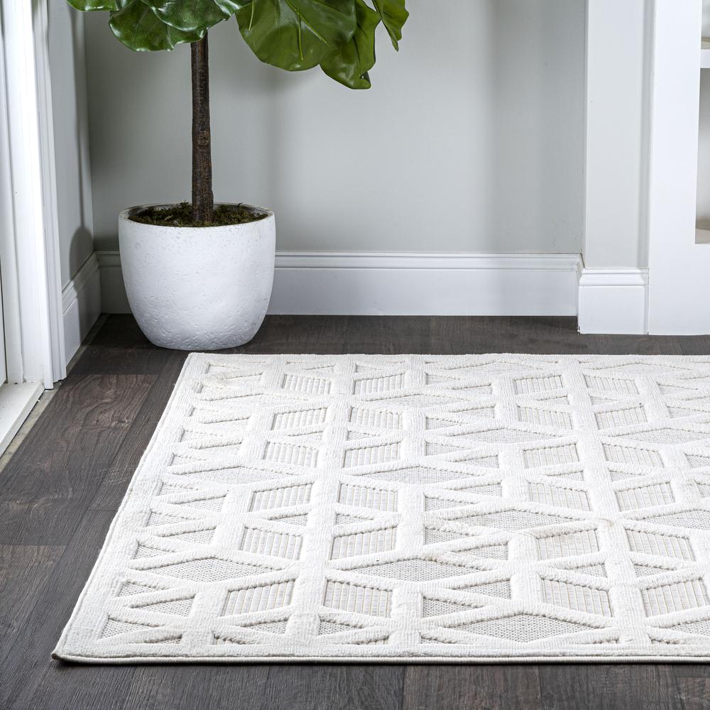 Talaia Neutral Geometric Indoor/Outdoor Area Rug. Picture 4