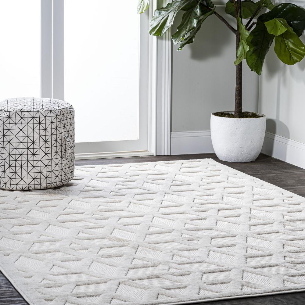 Talaia Neutral Geometric Indoor/Outdoor Area Rug. Picture 6