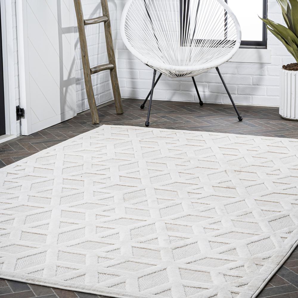Talaia Neutral Geometric Indoor/Outdoor Area Rug. Picture 10