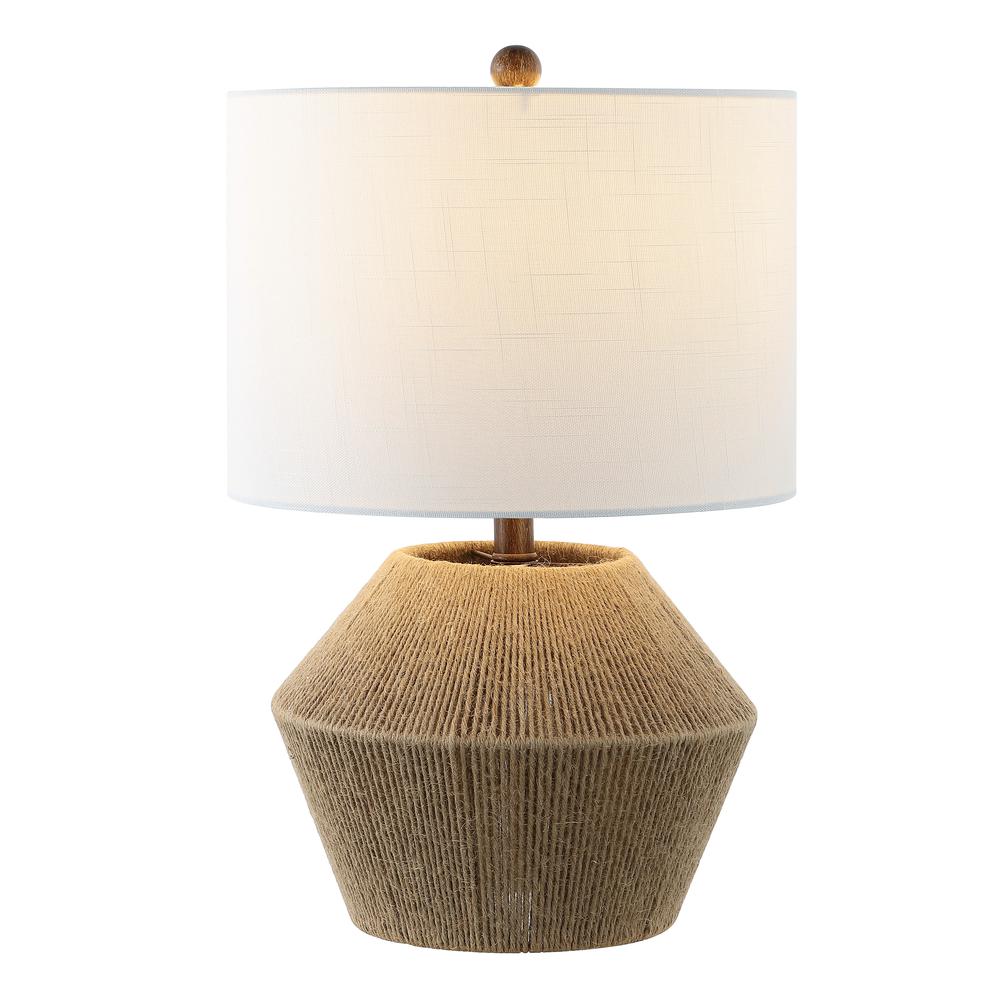 Theodore Rustic Farmhouse Handwoven Rattan/Resin Led Table Lamp. Picture 2