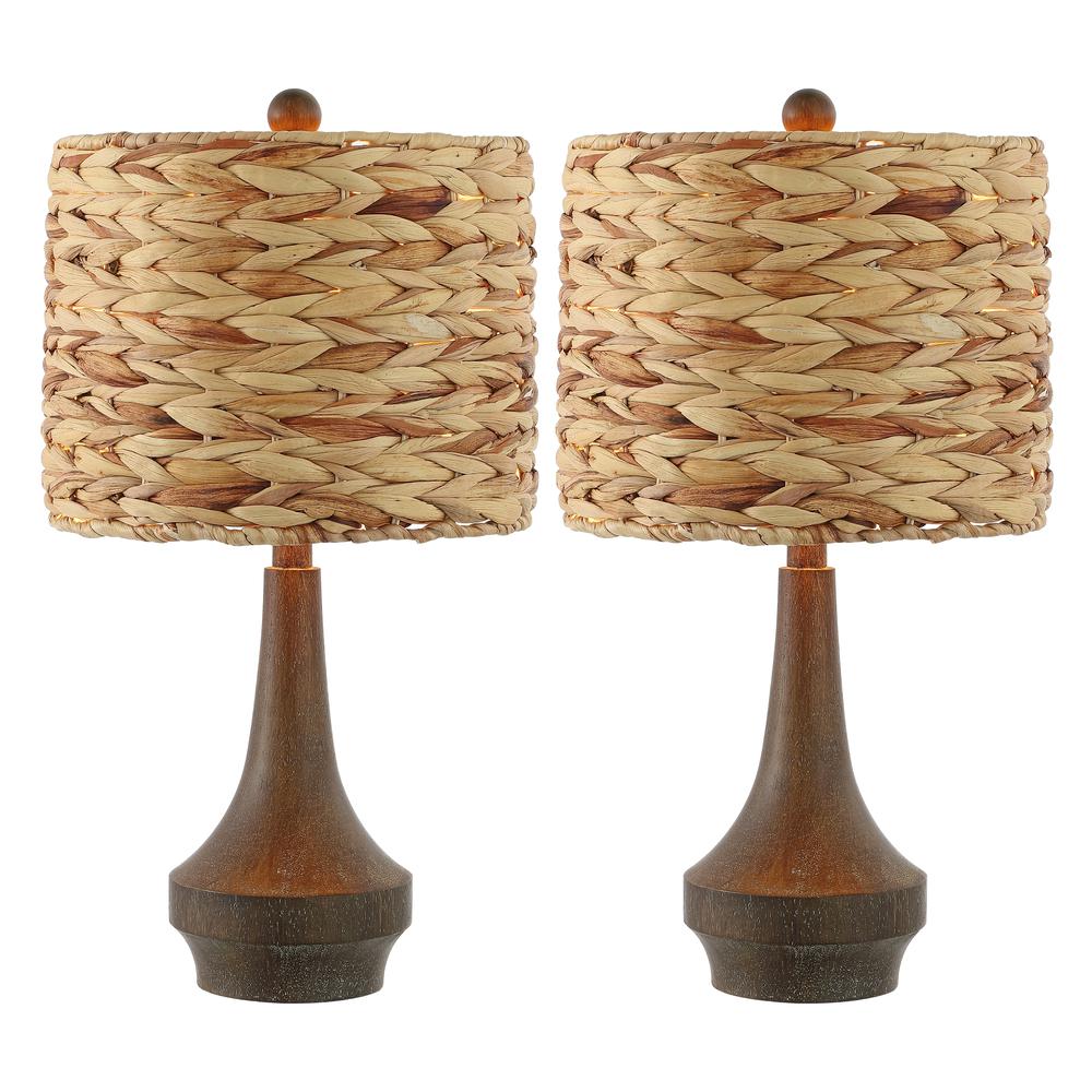 Leona Rustic Farmhouse Handwoven Rattan/Resin Led Table Lamp. Picture 2