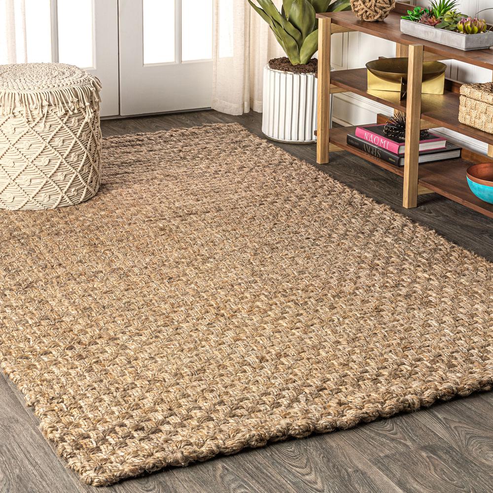 Estera Hand Woven Boucle Chunky Jute Area Rug. Picture 2