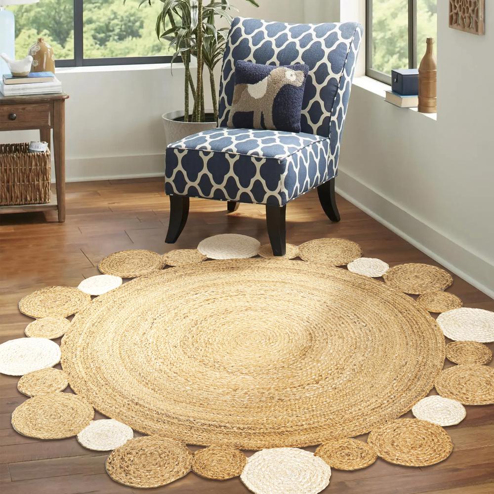 Ayana Two Tone Jute Hippy Circle Area Rug. Picture 7