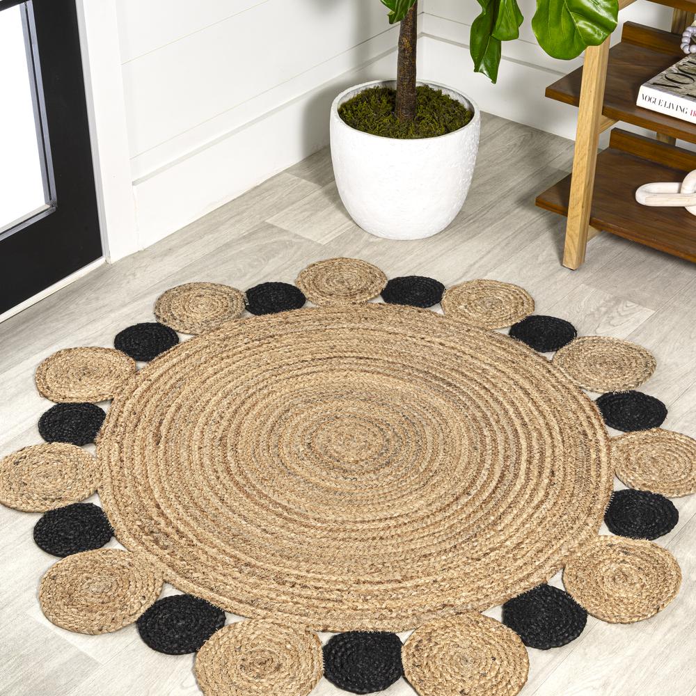 Ayana Two Tone Jute Hippy Circle Area Rug. Picture 8