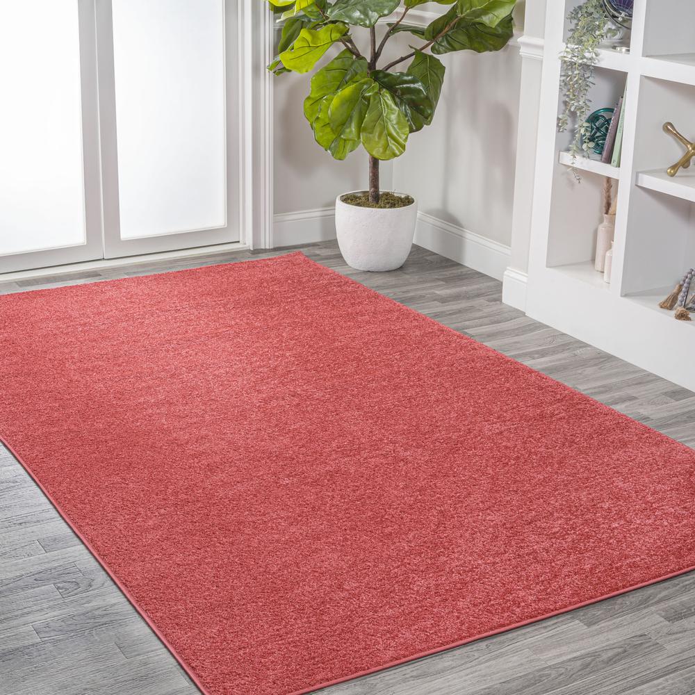 Haze Solid Low Pile Area Rug Red. Picture 6