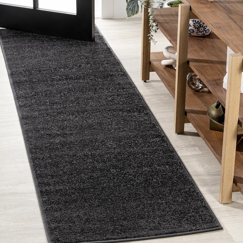 Haze Solid Low Pile Area Rug Black. Picture 10