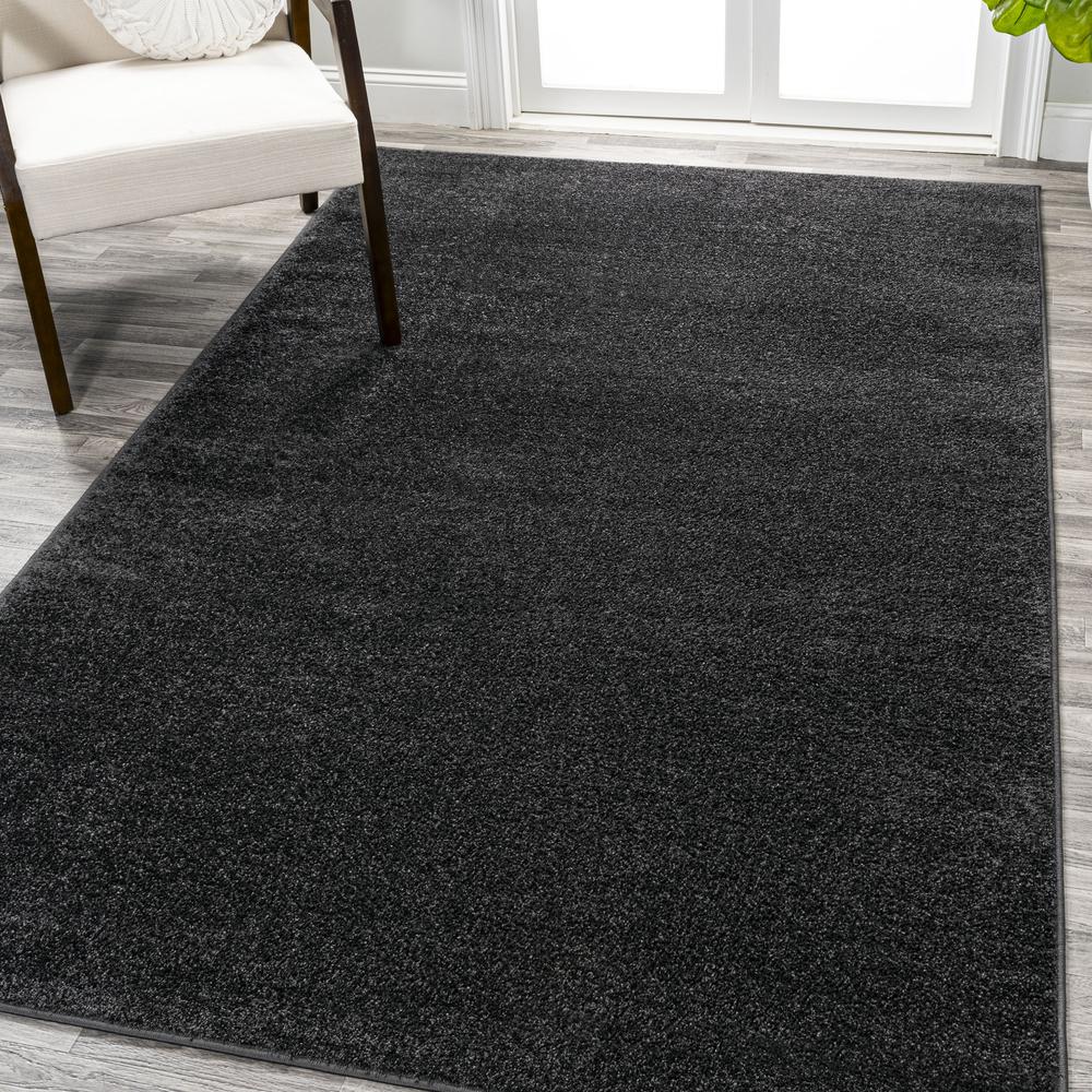 Haze Solid Low Pile Area Rug Black. Picture 3