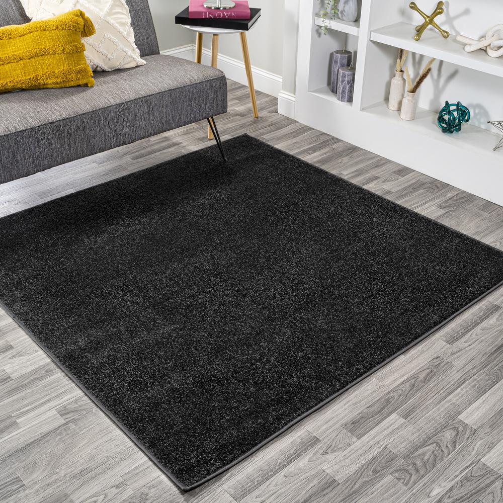 Haze Solid Low Pile Area Rug Black. Picture 10