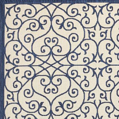 Madrid Vintage Filigree Textured Weave Indoor/Outdoor Runner Rug. Picture 12