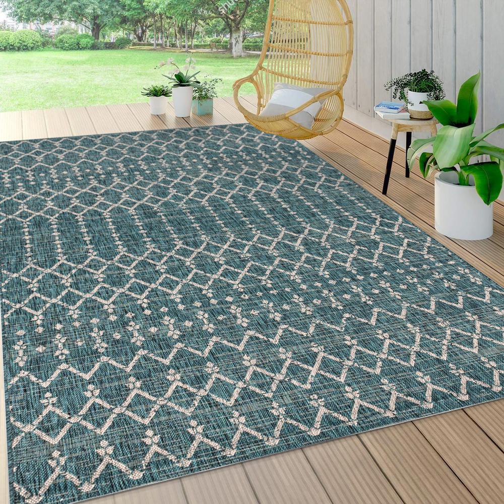Ourika Moroccan Geometric Textured Weave Indoor/Outdoor Area Rug. Picture 6