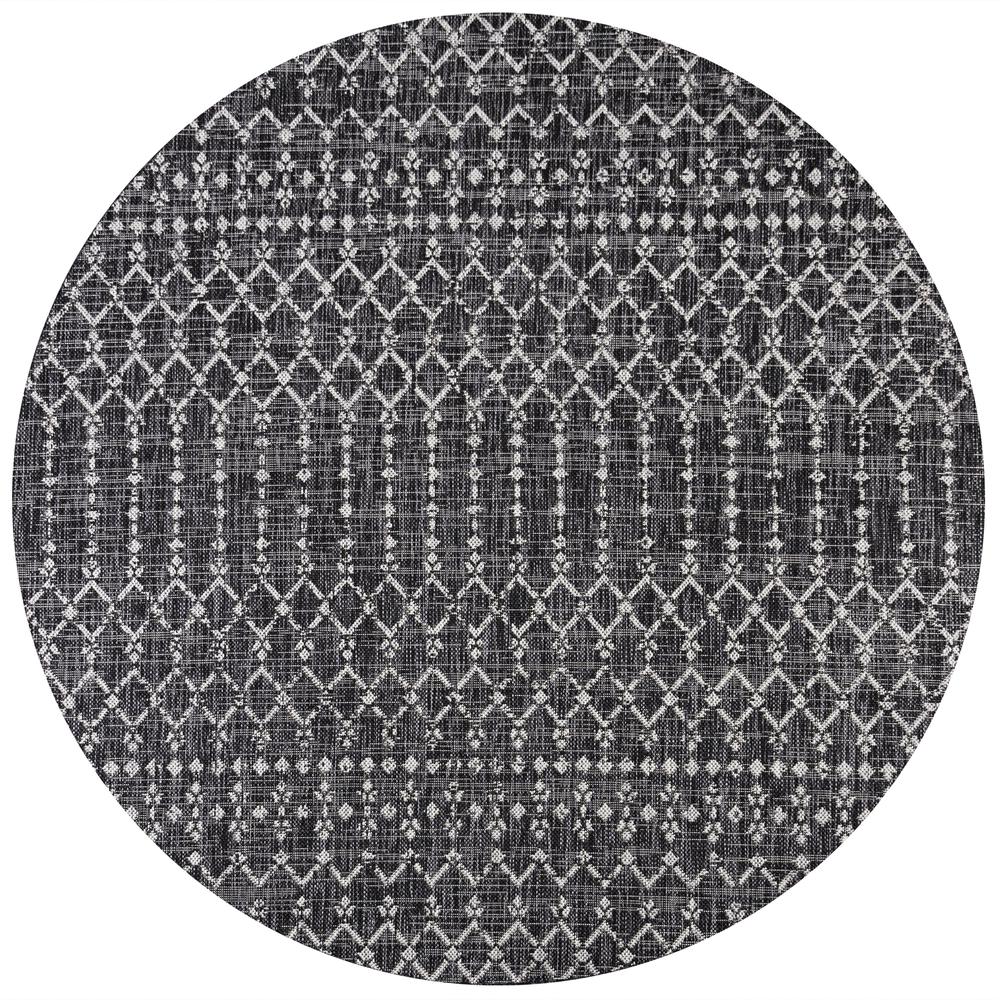 Ourika Moroccan Geometric Textured Weave Indoor/Outdoor Round Rug. Picture 2