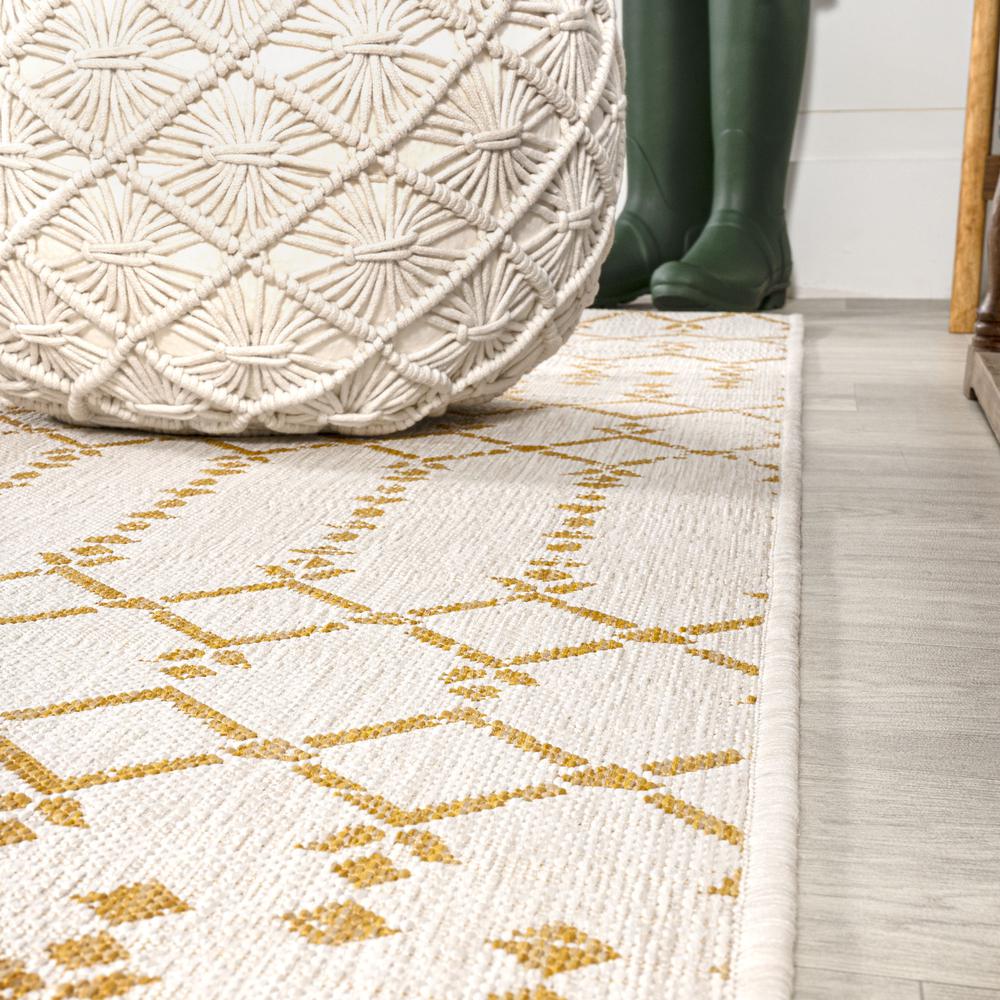Ourika Moroccan Geometric Textured Weave Indoor/Outdoor Runner Rug. Picture 6