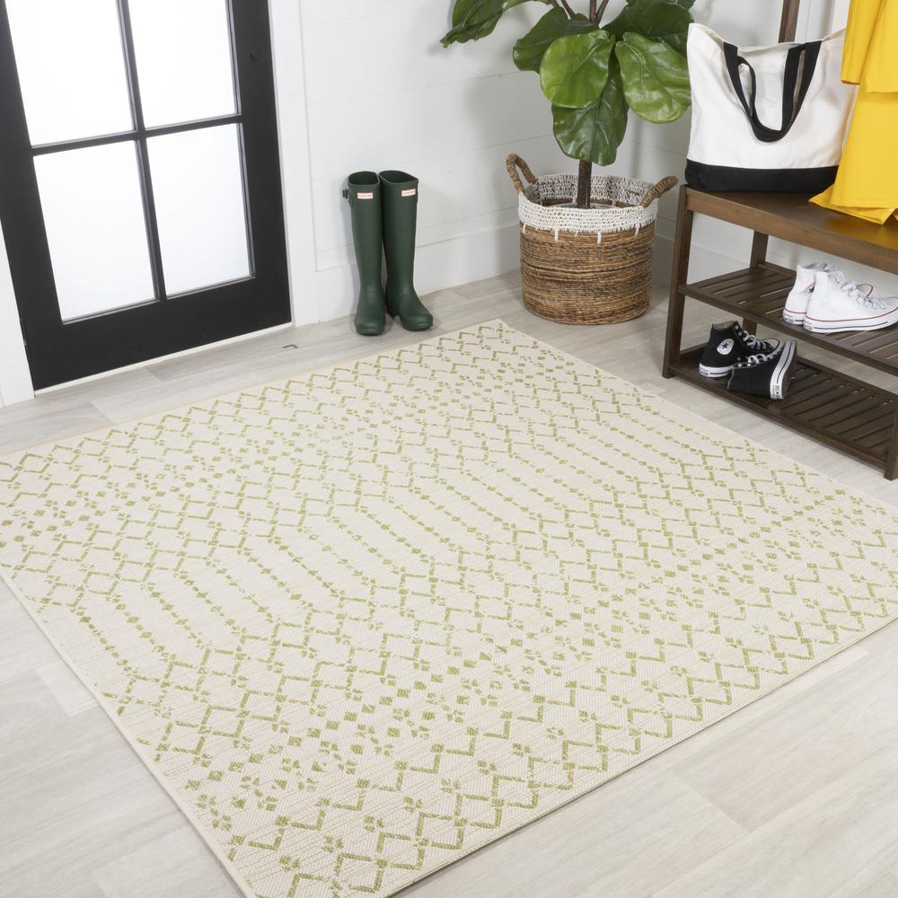 Ourika Moroccan Geometric Textured Weave Indoor/Outdoor Square Rug. Picture 11