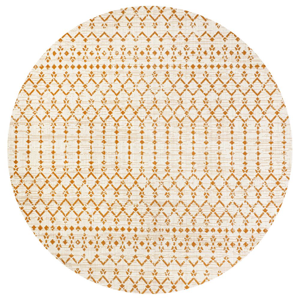 Ourika Moroccan Geometric Textured Weave Indoor/Outdoor Round Rug. Picture 2