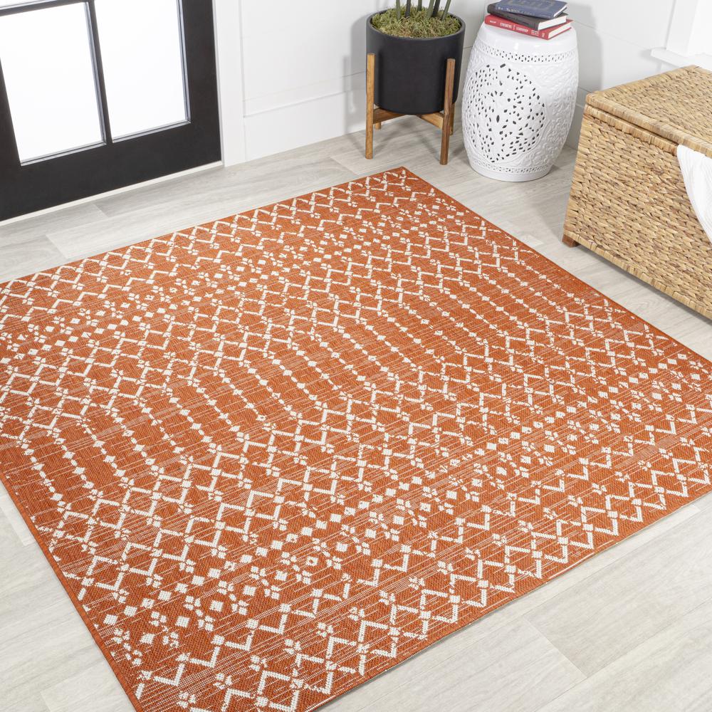 Ourika Moroccan Geometric Textured Weave Indoor/Outdoor Square Rug. Picture 10