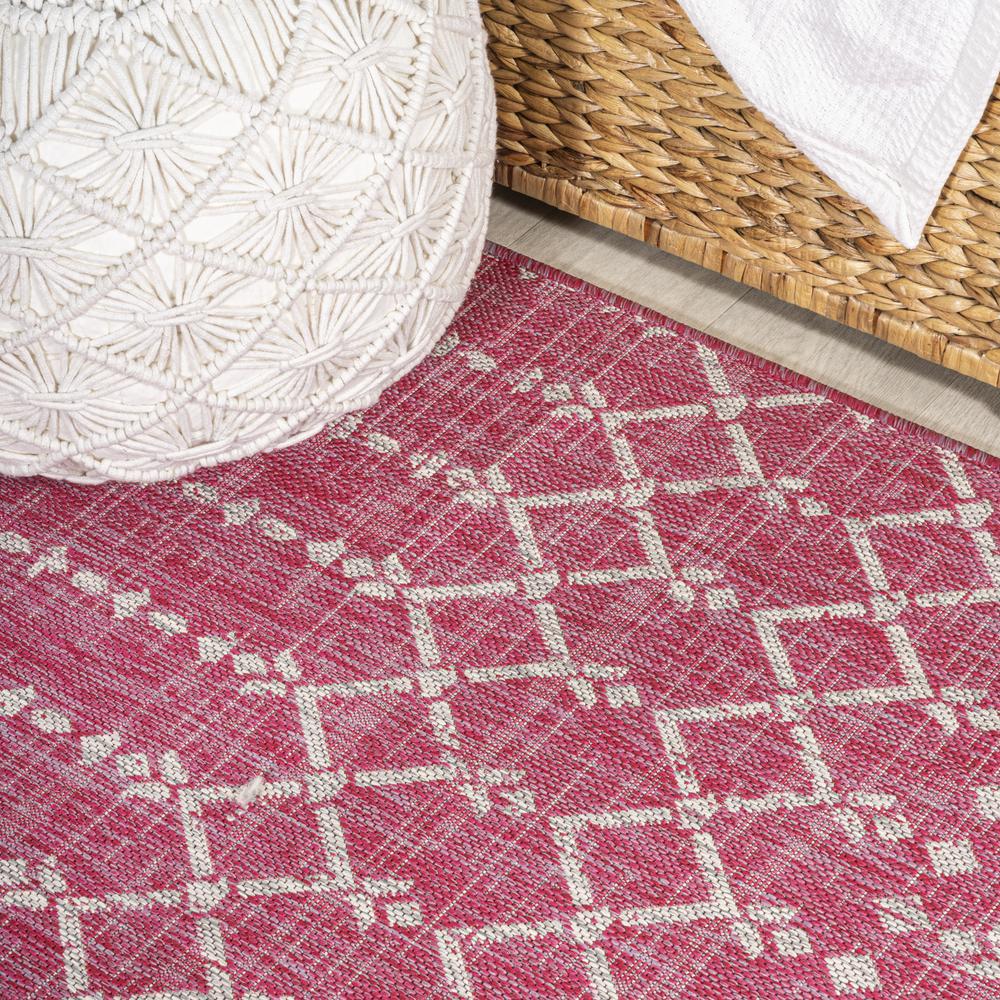 Ourika Moroccan Geometric Textured Weave Indoor/Outdoor Runner Rug. Picture 5